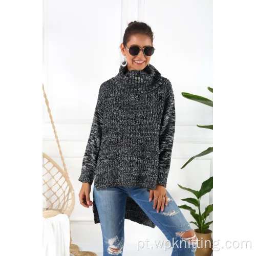 Ladies Jaquard Imprimir suéter de suéter comprido Pullover de moda